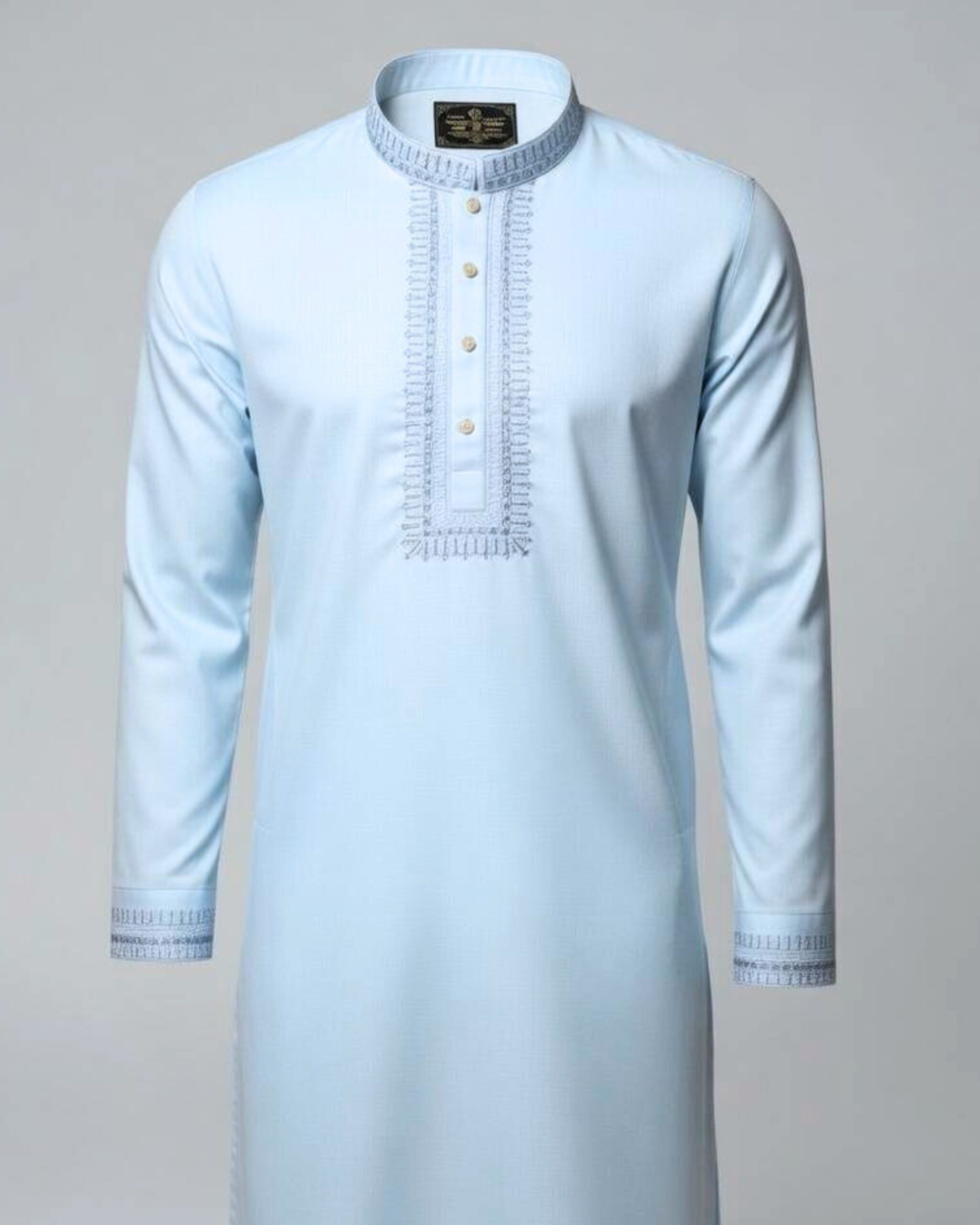 প্রিমিয়াম ‘চমক ফেব্রিক্স’ Soft sky blue এমব্রয়ডারি পাঞ্জাবি